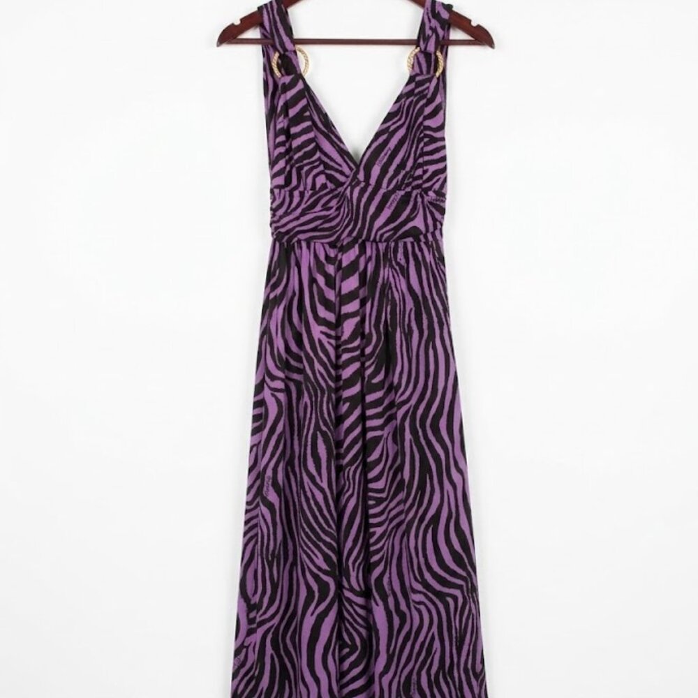 Fabulosity Purple & Black Zebra Print Maxi Dress - Size M